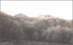 dust storm, two buttes